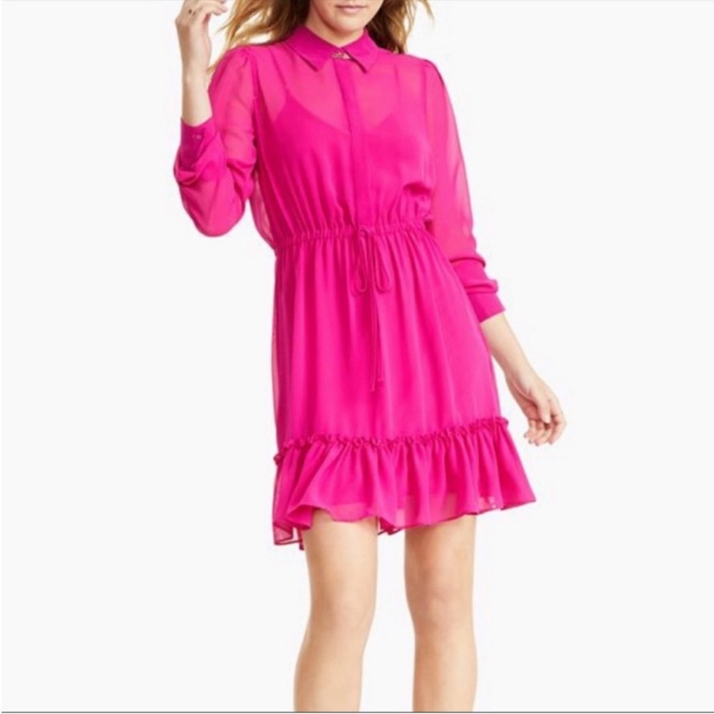 Bar Ill fuscia pink long sleeve sheer dress